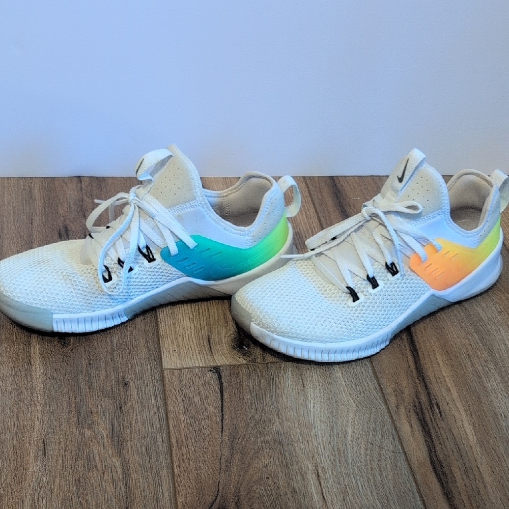 Nike White Sneakers with Multicolor Accents